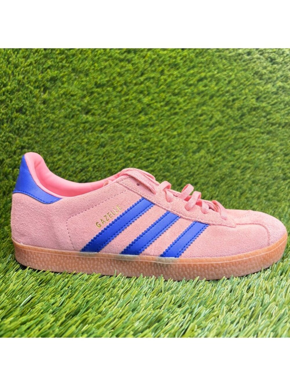 Adidas Gazelle Girls Size 5.5Y Semi Pink Blue Athletic Suede Shoes Sneakers